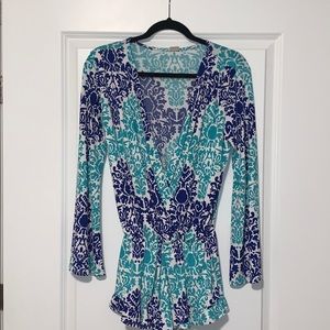 Surf Gypsy Blue/Green Long Sleeve Romper